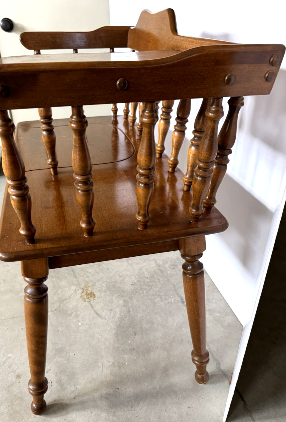 Vintage Nice Ethan Allen Gossip Bench Telephone Table Solid Maple Wood Colonial