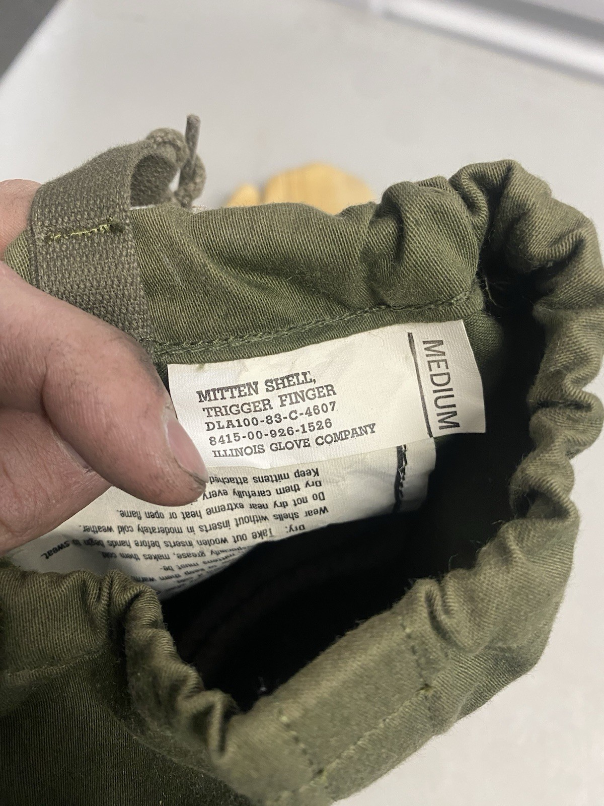 USGI M-1965 Trigger Finger Mittens W Wool Liners OD Green
