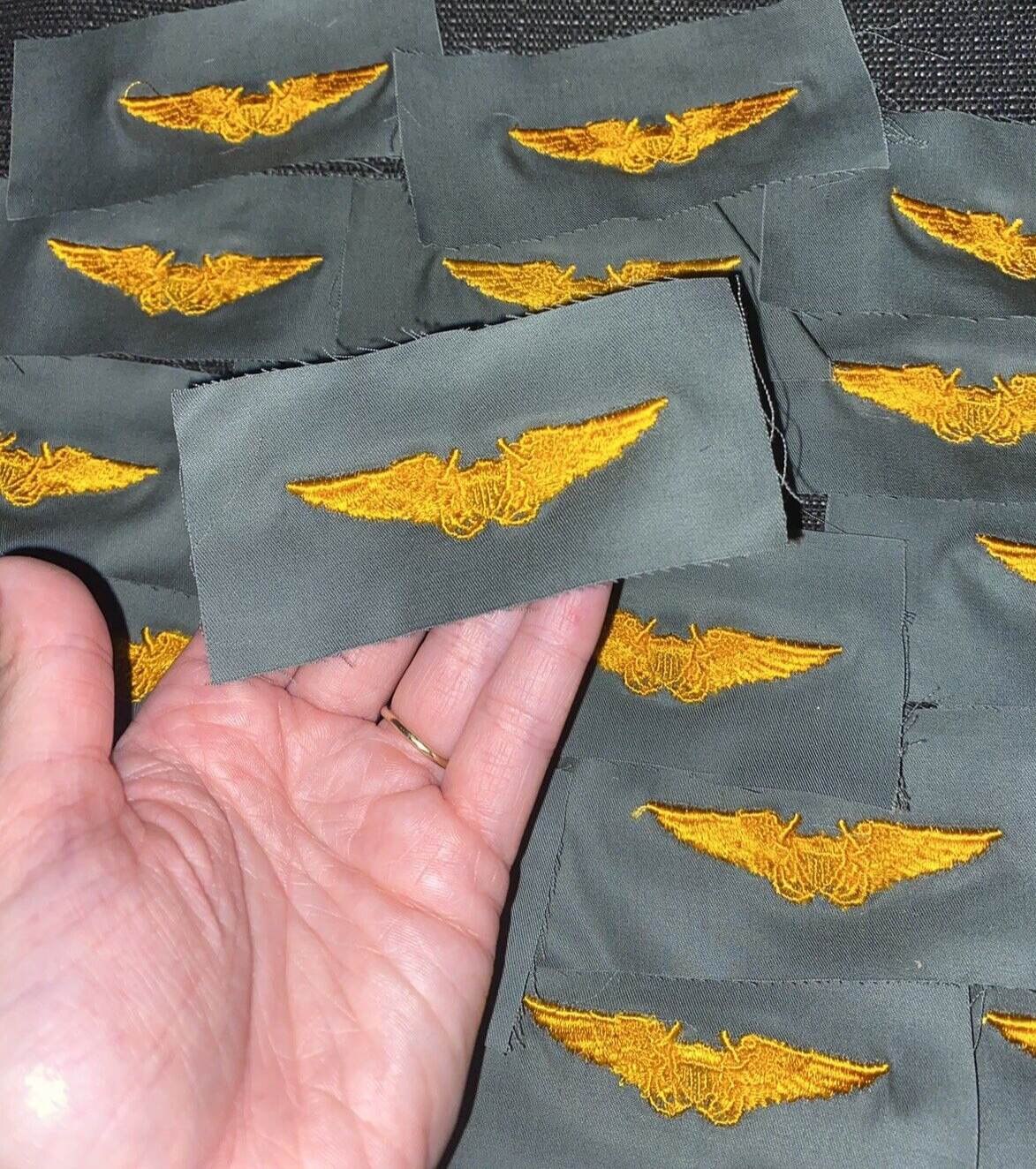 ONE-VIETNAM ERA - US Navy Flight Officer Wings Sew-On Patches -Badge-USN-YELLOW