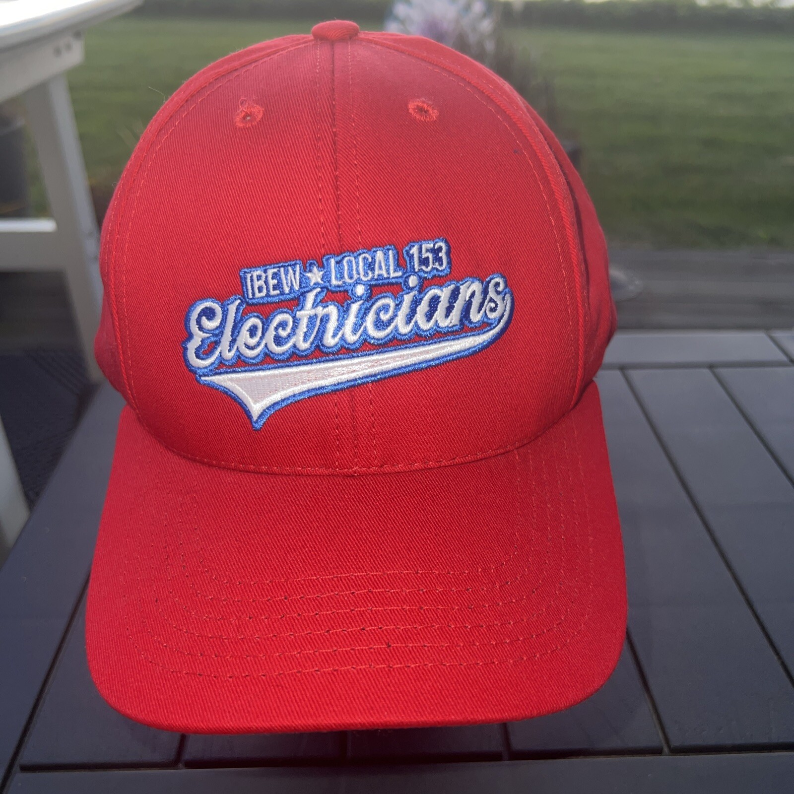 IBEW*LOCAL 153 Electricians Red Hat Cap Hook Loop Zubiewear EUC