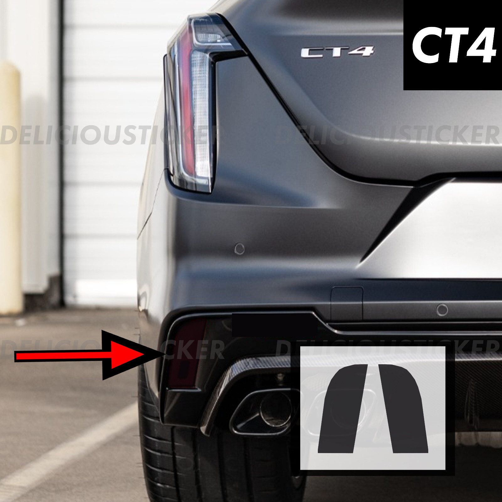 For 2020-2025 Cadillac CT4 Rear Reflectors SMOKE Overlay Tint Decals Vinyl Ppf
