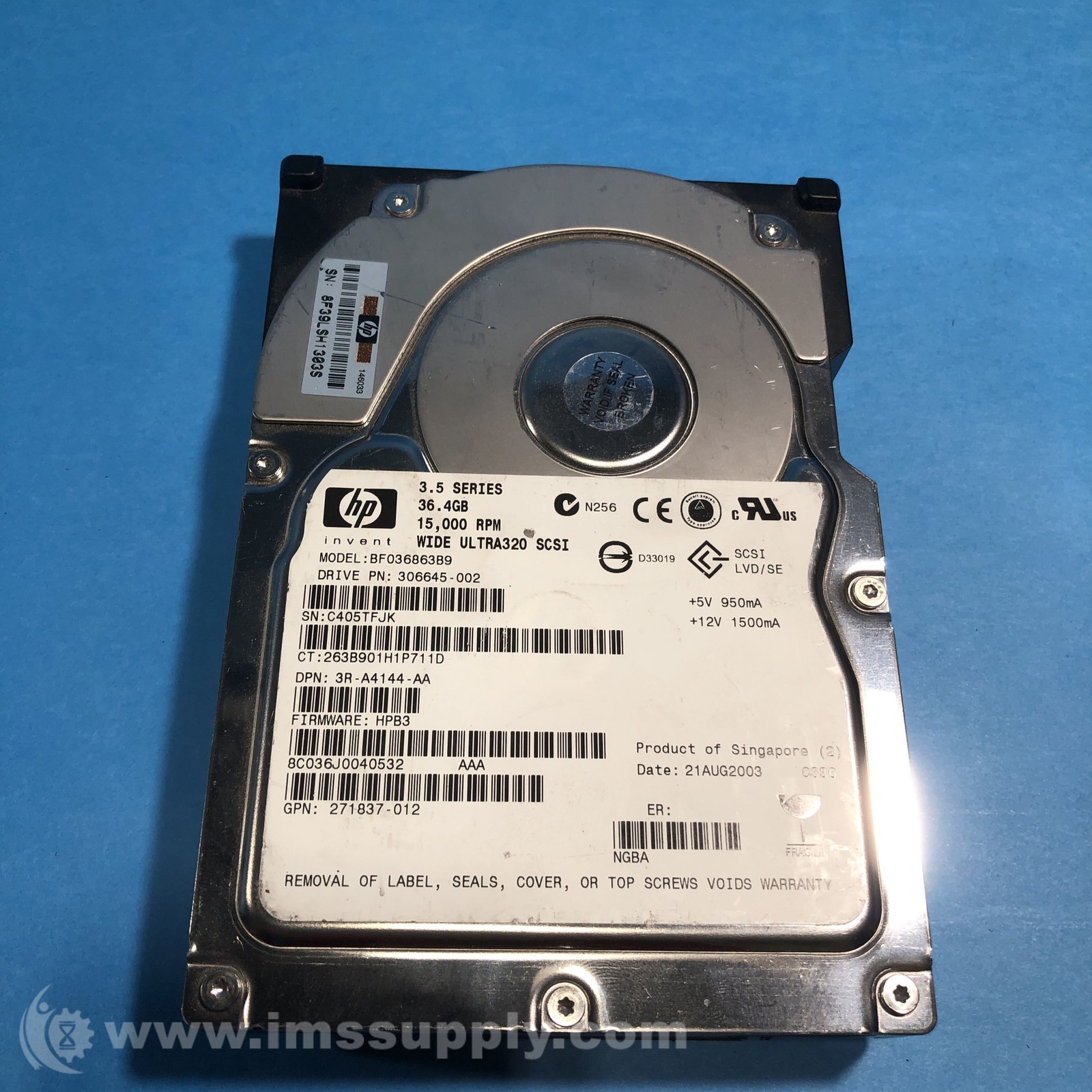 Hewlett Packard BF03686389 Hard Drive 15000RPM 36.4GB USIP
