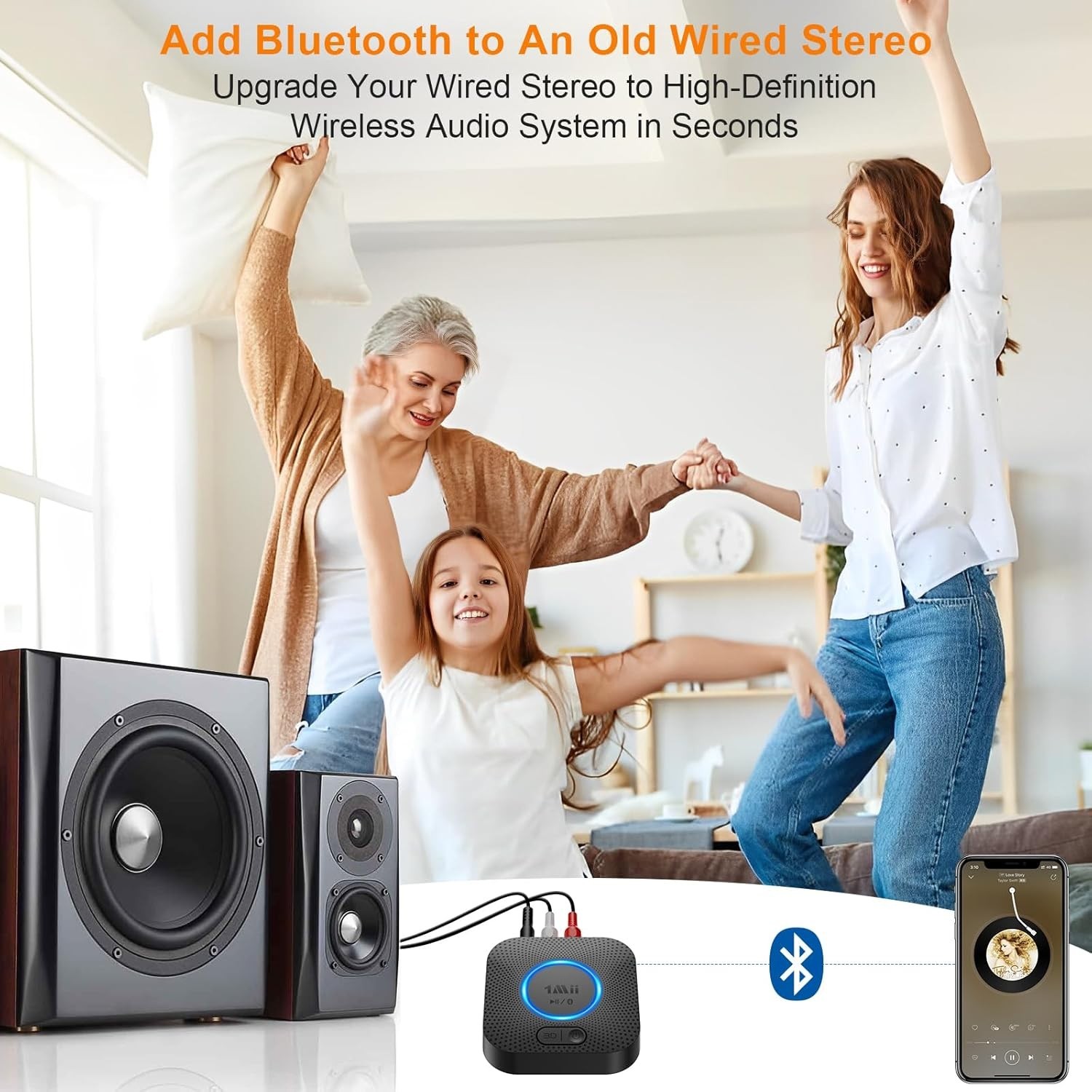 Hi-Fi Wireless Audio Adapter - 3D Surround Bluetooth Receiver, Alexa Compatible