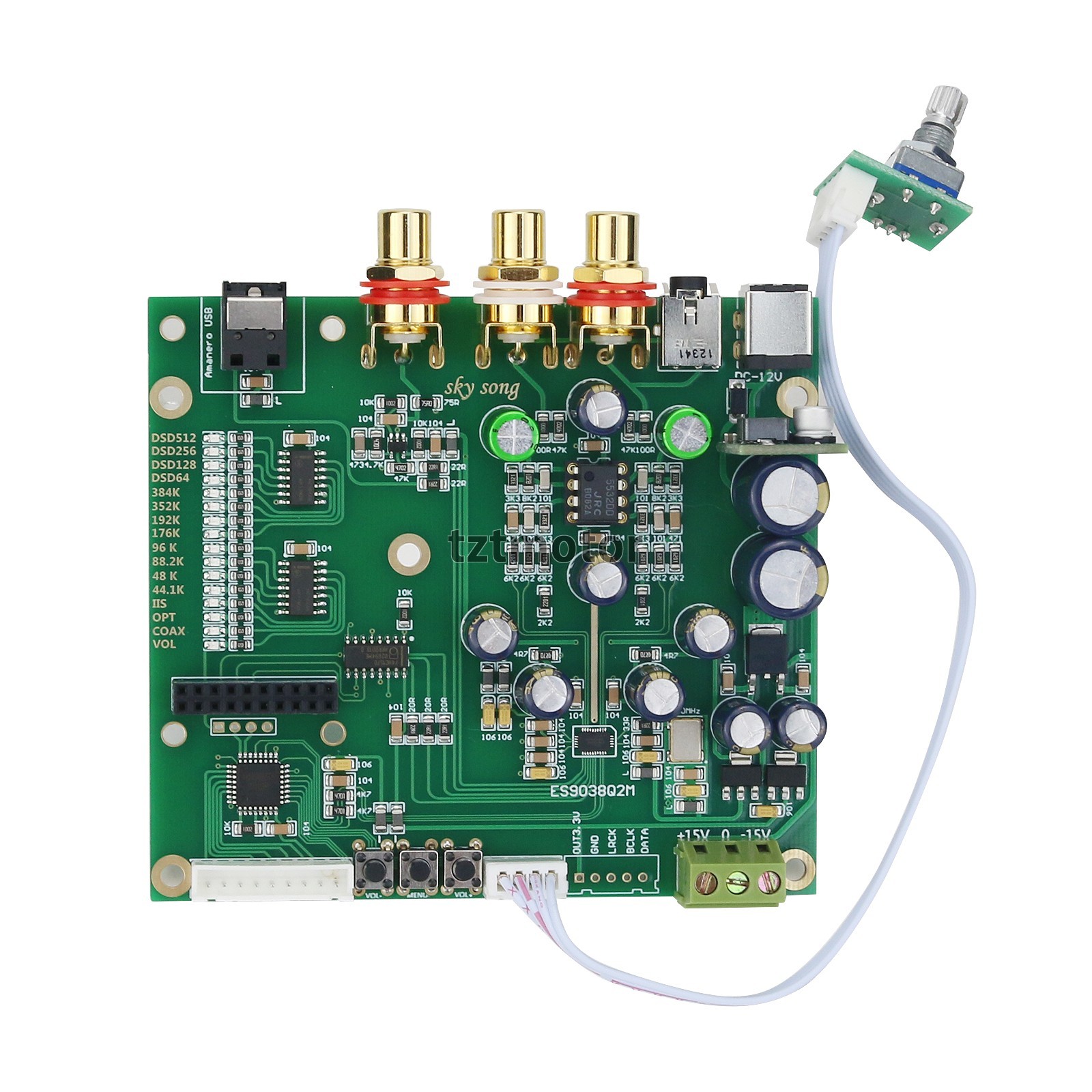 Sky Song ES9038Q2M DAC Board Decoder Board+Gold-plated RCA without USB Interface