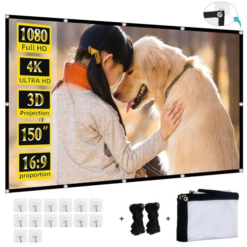 150-Inch 4K 16:9 HD Projector Screen - Foldable 150inches