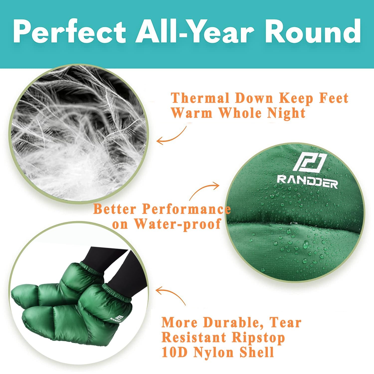 Down Booties Warm Socks 10D Nylon Ultralight Sleeping Sock for Camp, Backpack...