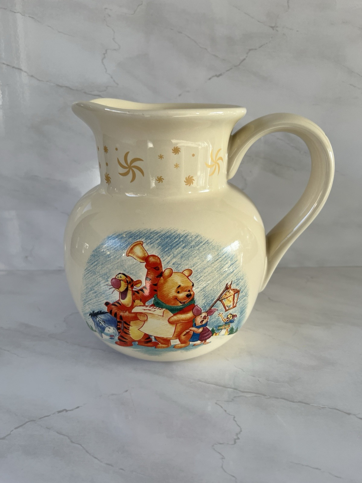 Disney Store Christmas Winnie The Pooh Large Jug Pitcher Winter Collectable Xmas