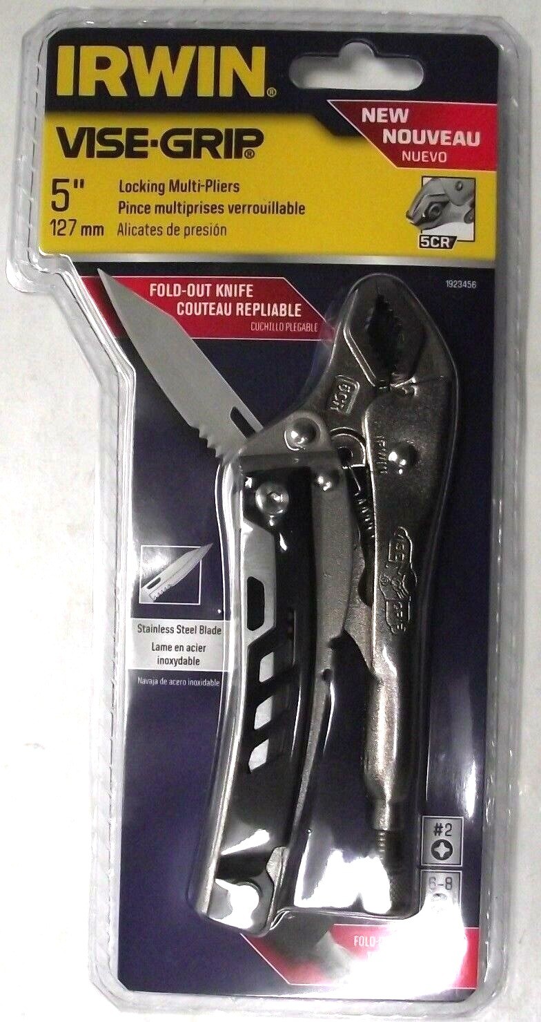 Irwin Vise-Grip 5" Curved Jaw Locking Multi Pliers Knife Screwdriver 5CR 1923456
