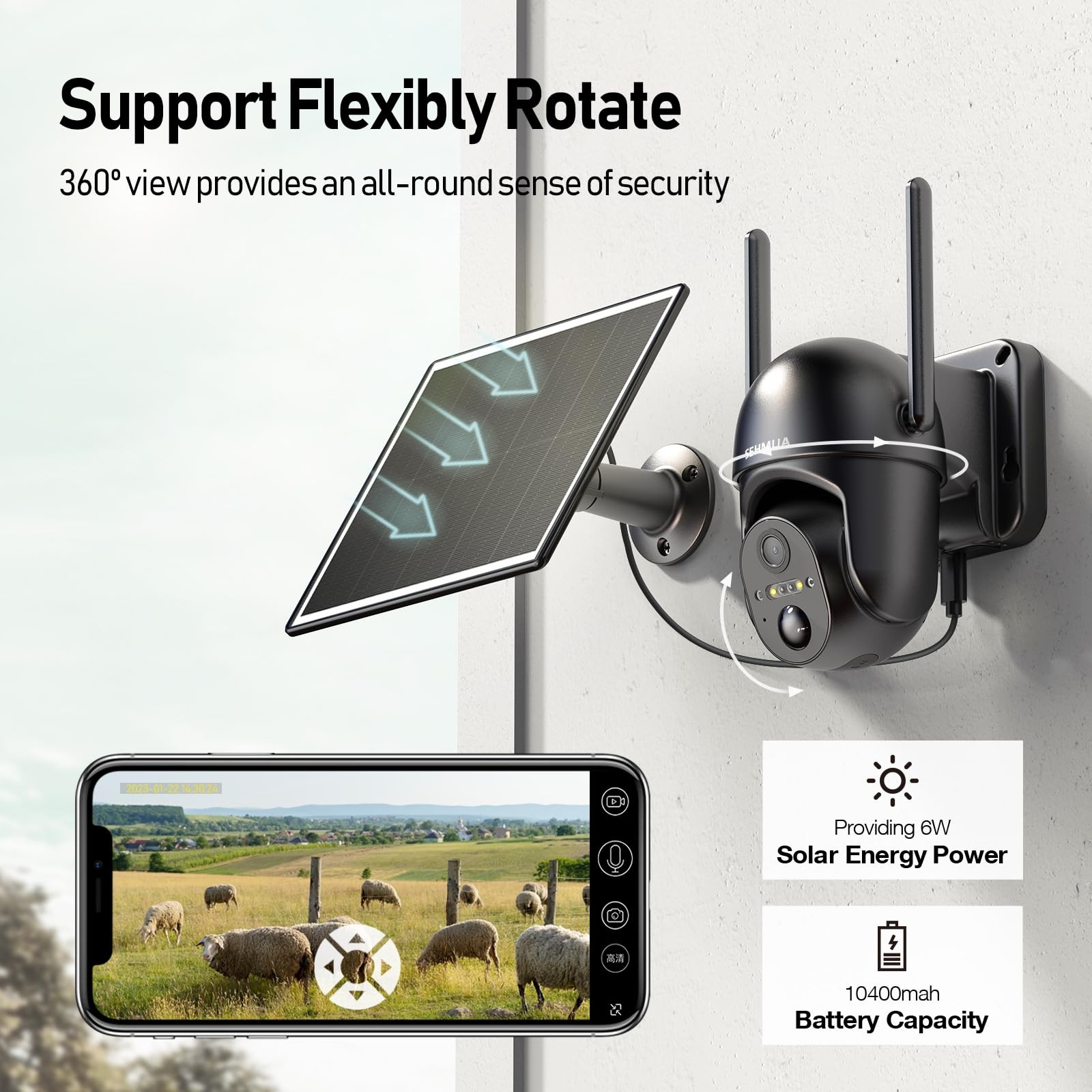 4G LTE Cellular Solar Security Camera Wireless Outdoor, No WiFi Solar Powered