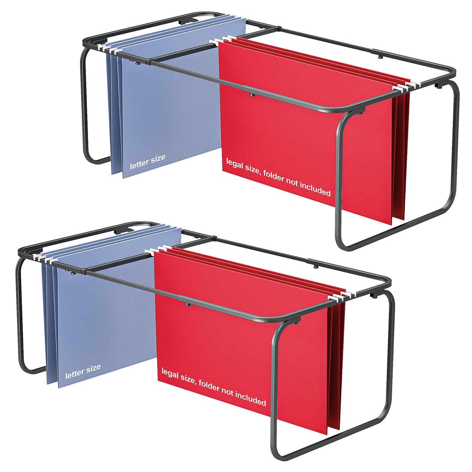 2 PCS Adjustable Hanging File Folder Frame Legal/Letter Size 16 to 25 Inches