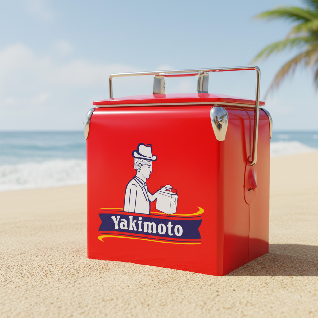 Yakimoto 14qt Retro Vintage Classic Hard Metal Cooler for Barbeques,Camping