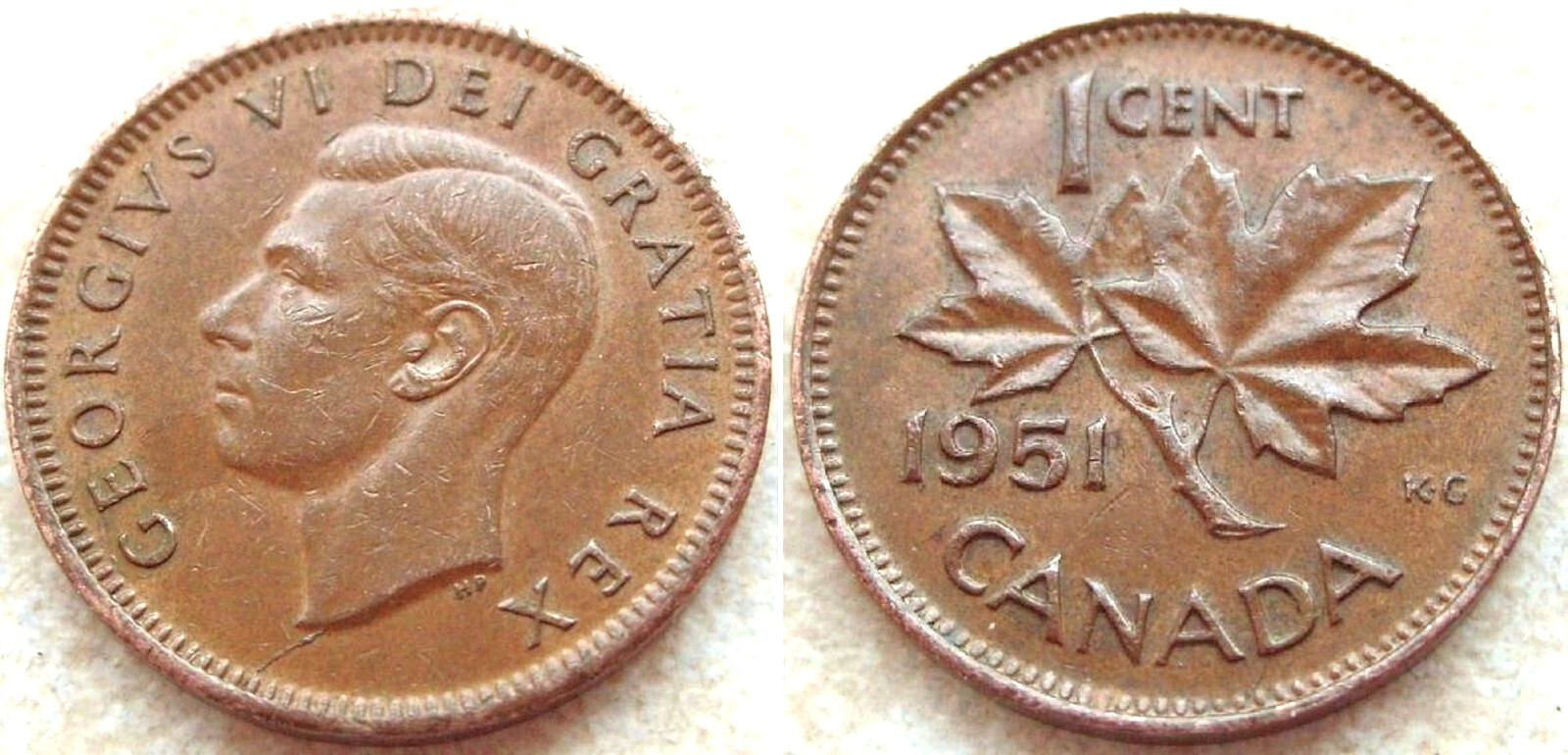 1951 CANADA ONE CENT GEORGE VI