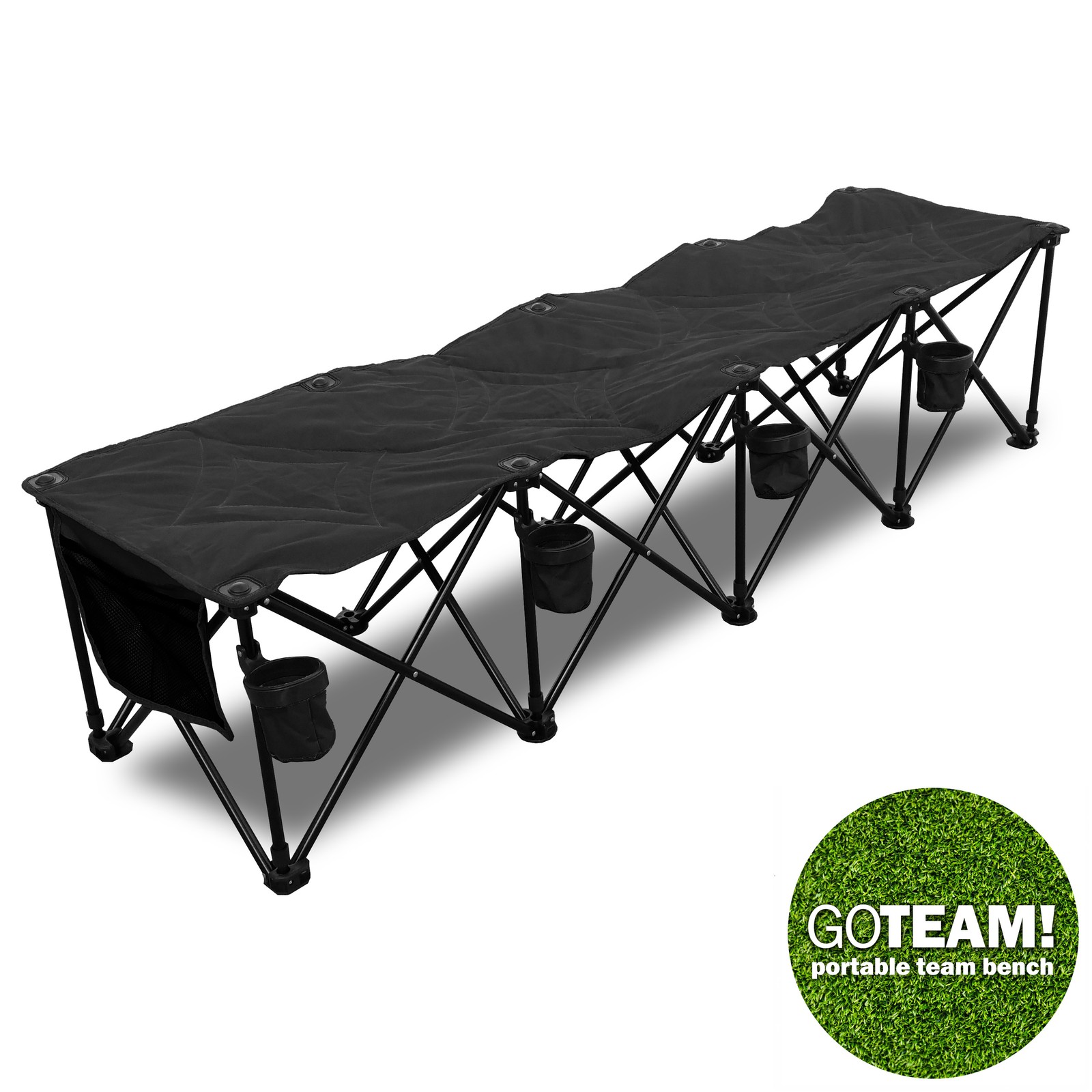 NEW! GO TEAM MULTI SEAT PORTABLE FOLDING BENCH W/CUP HOLDERS - WITH CARRY CASE