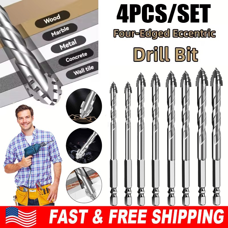 Eccentric Drill Bit Set Four-Flute Sawtooth Eccentric Drill Bit High Hardness US