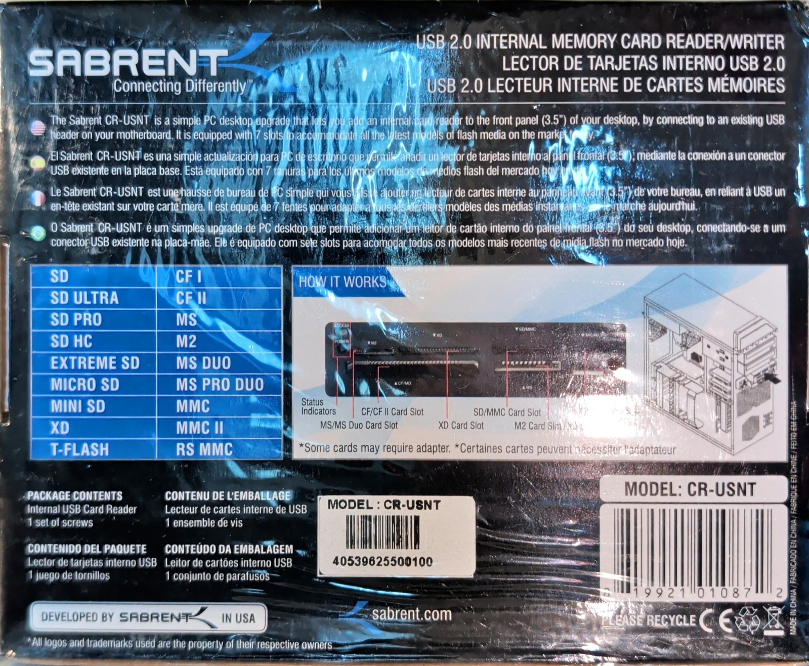 SABRENT CRW-UNB USB 2.0 Internal Memory Card Reader/Writer