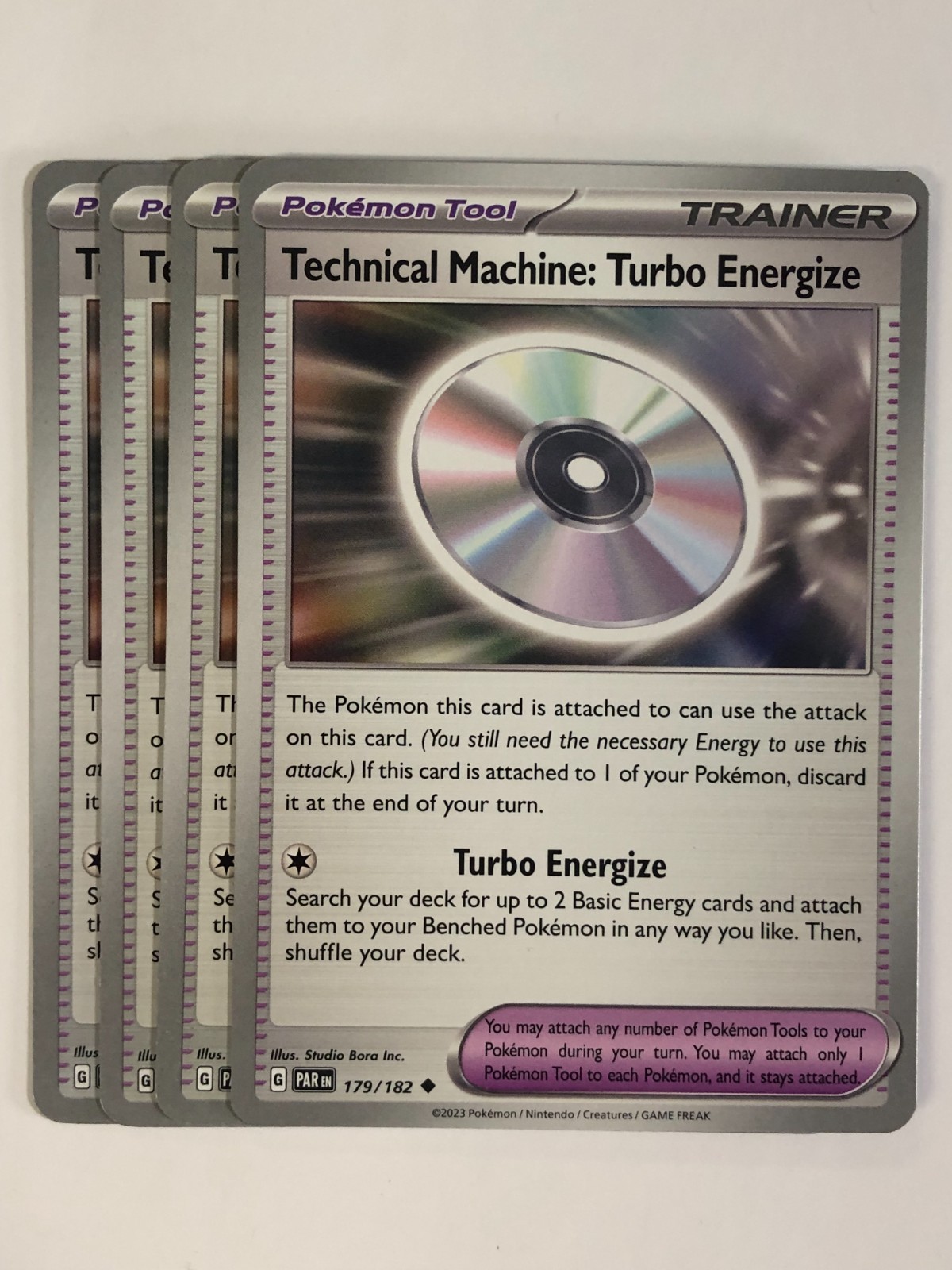 Pokemon TCG Paradox Rift 4x Playset Technical Machine Turbo Energize 179/182 NM