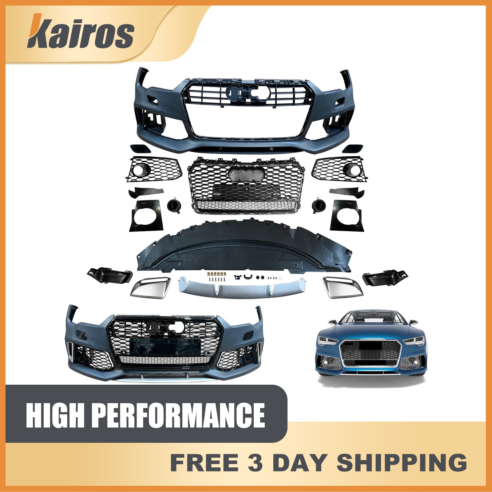 New For 16-18 Audi A7 S7 Standard To RS7 Renn Sport Style Front Bumper Body Kit