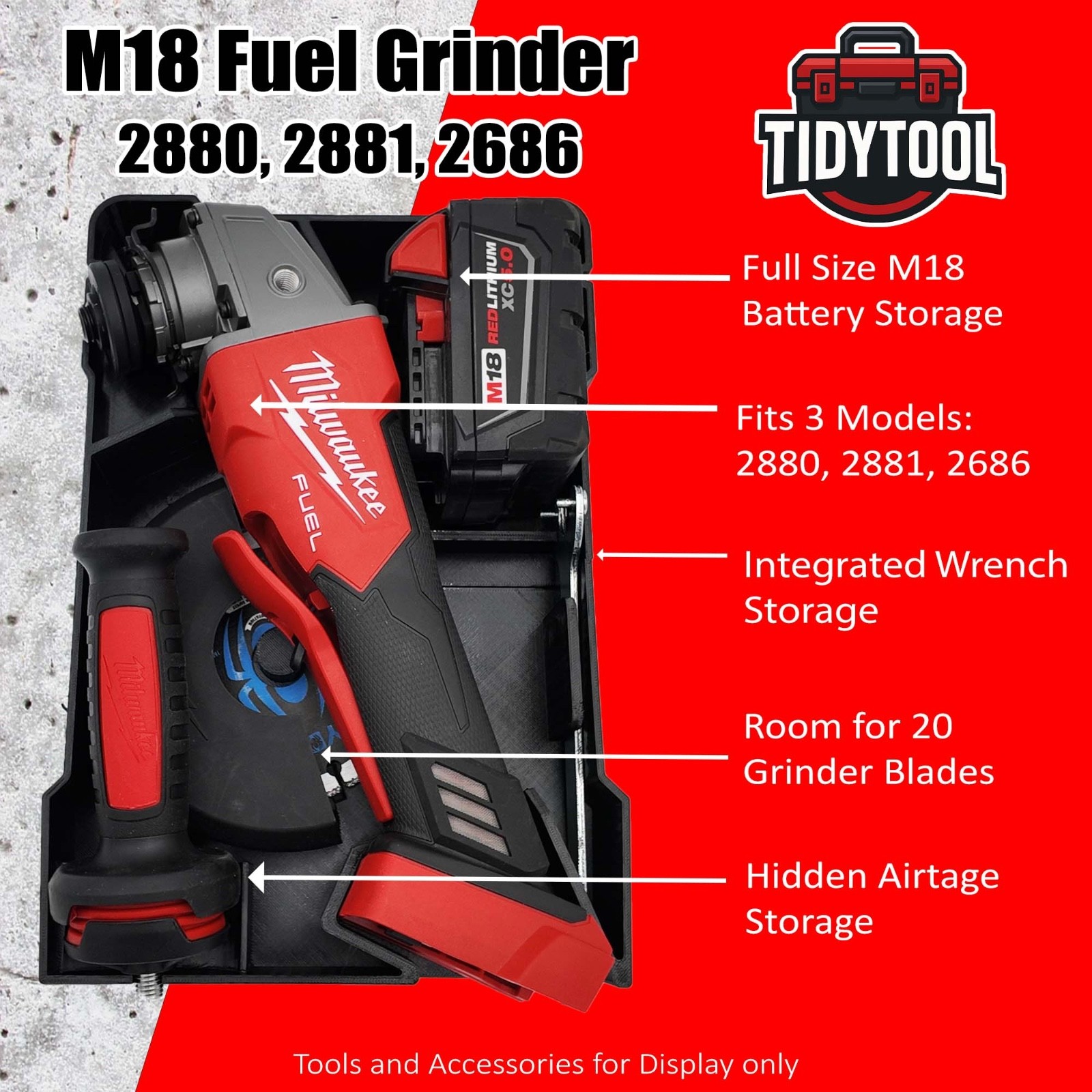 M18 Grinder Organizer for Milwaukee Compact Packout
