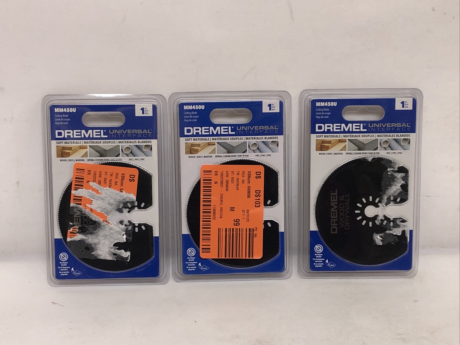 Lot Of (3) Dremel Universal 3 in. Cutting Oscillating Multi Tool Blade MM45OU