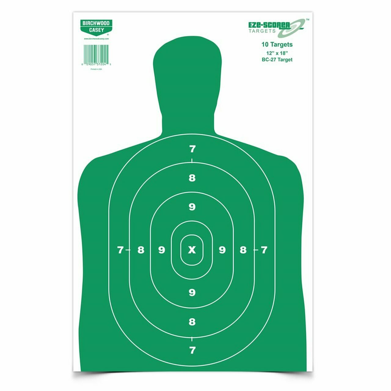 EZE-SCORER 12 x 18 BC-27 Green Silhouette Targets on Bright White Paper, 15 Pack