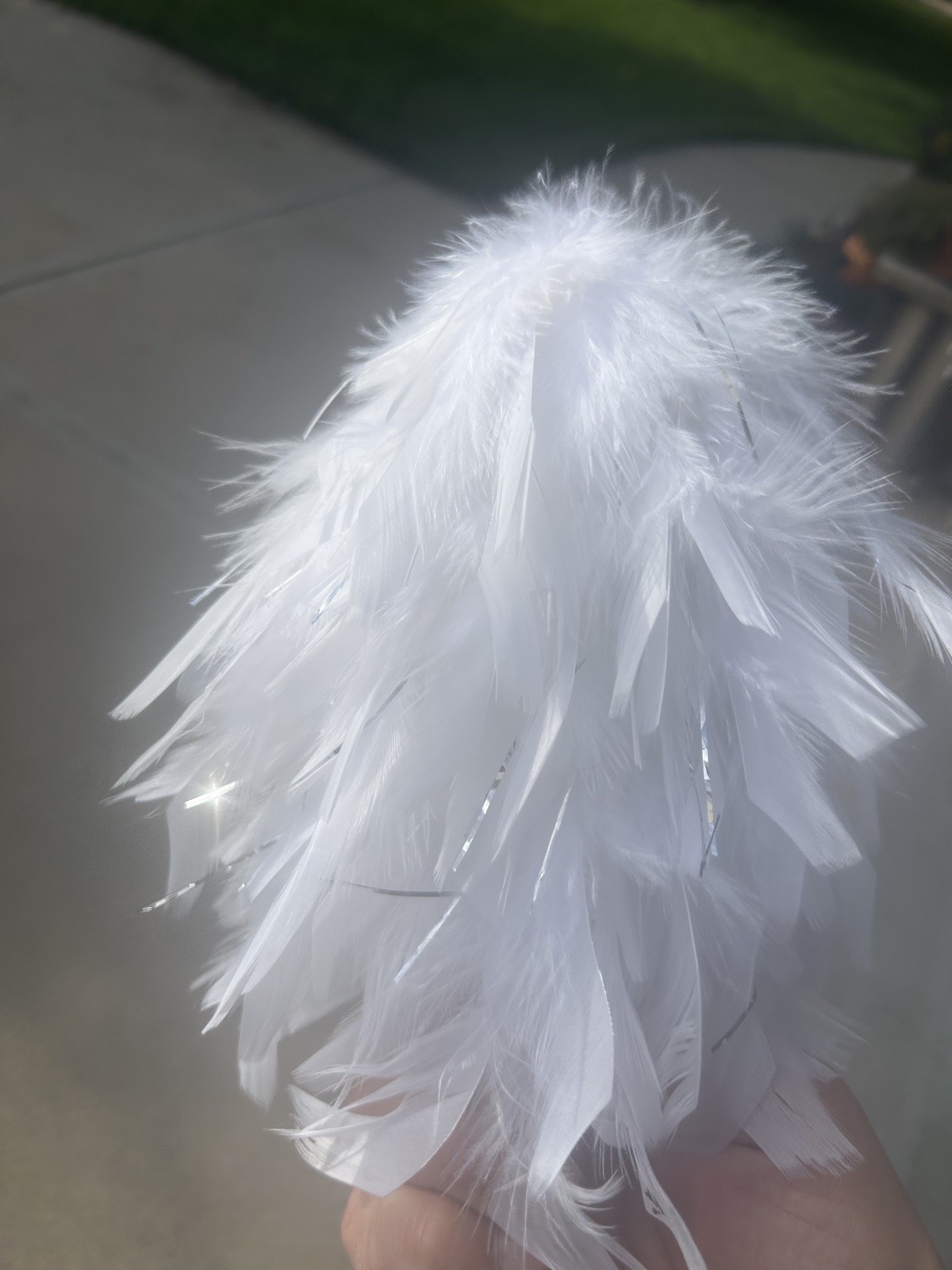 5 Marching Band Feather Plumes - White and silver- Approx. 7”