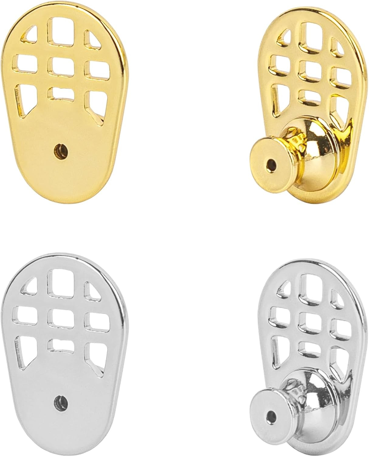 , 4 Pack Earring Backs Locking Support Droop Proof White Gold Plated Sturdy Wate