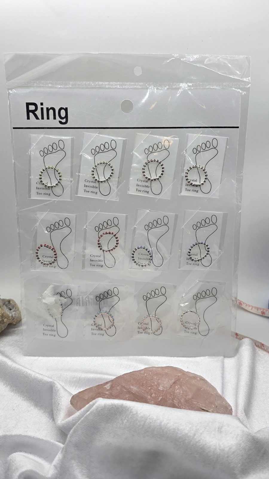 12 Toe Ring Crystal  Rhinestones Stretchable In 6 Colors