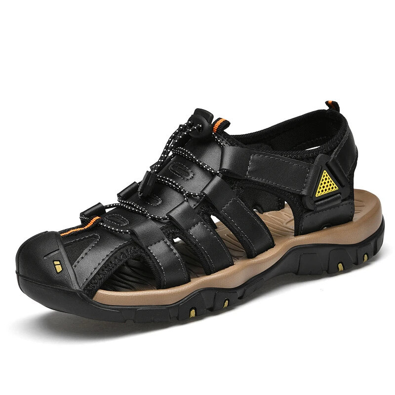 Summer Men's Soft Leather Outdoor Sandals Fashion Beach Slippers Wading Sandals