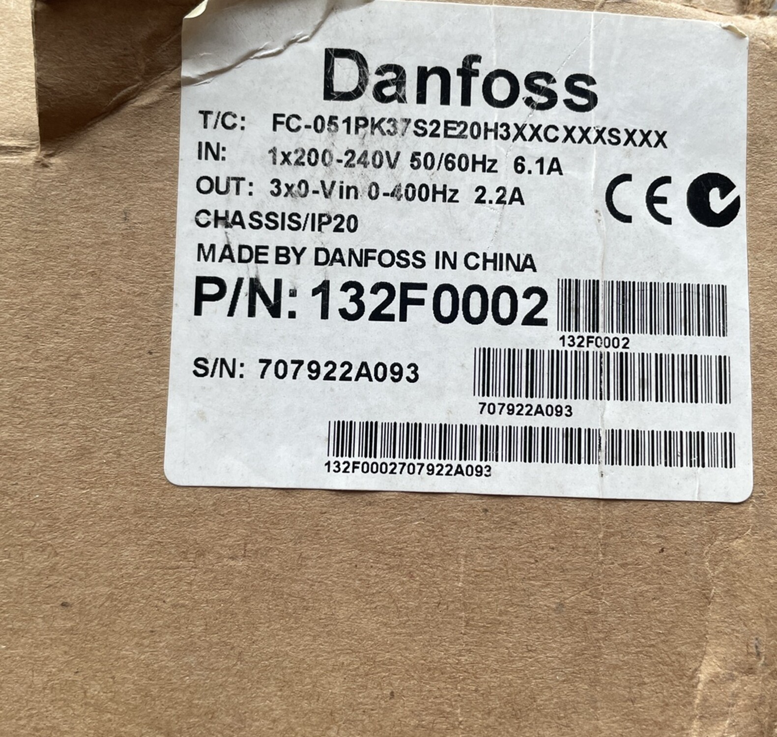 NEW DANFOSS 132F0002 FC-051PK37S2E2 wbr/ 0H3XXCXXXSXXX Inverter