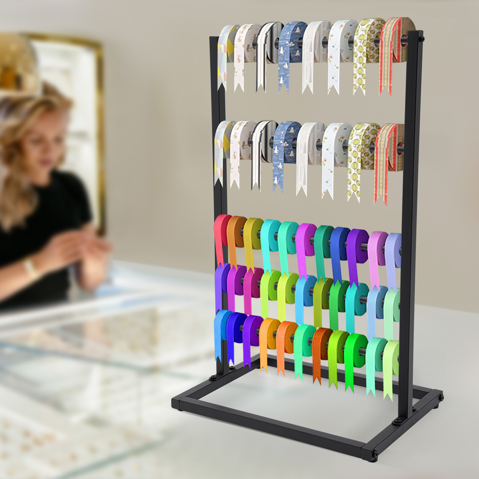 5Tier Freestanding Ribbon Organizer Rack 5 Tier Organizer Metal Ribbon Holder US