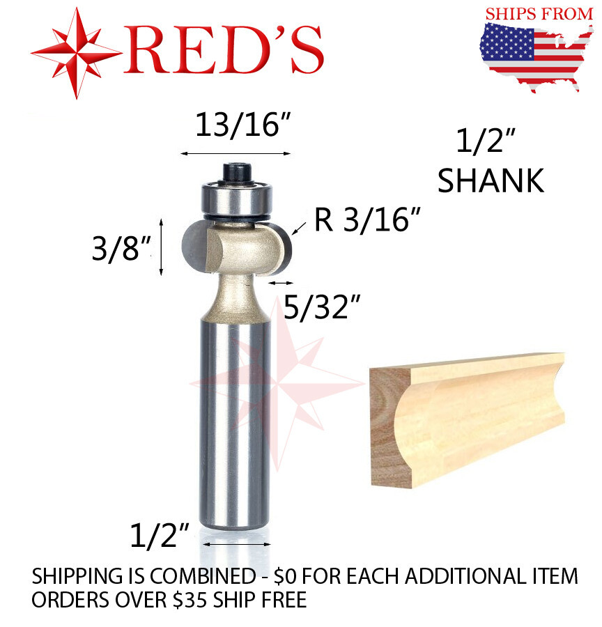 Tideway PRO LC15040608 3/8" Long 3/16" RAD Edge Flute 1/2" shank router bit