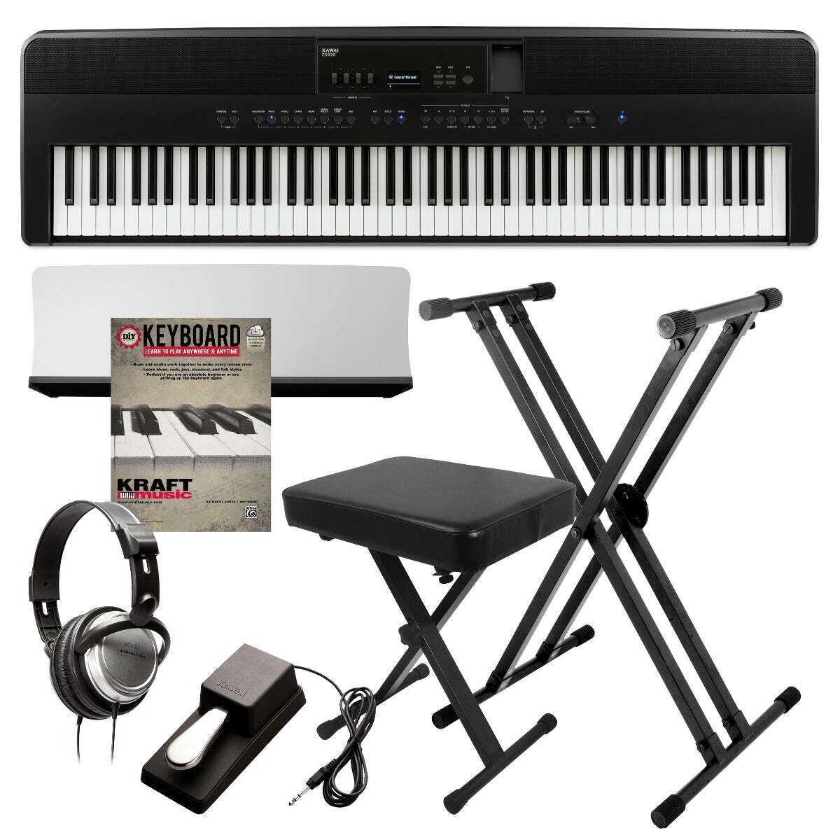 Kawai ES920 Portable Digital Piano - Black KEY ESSENTIALS BUNDLE