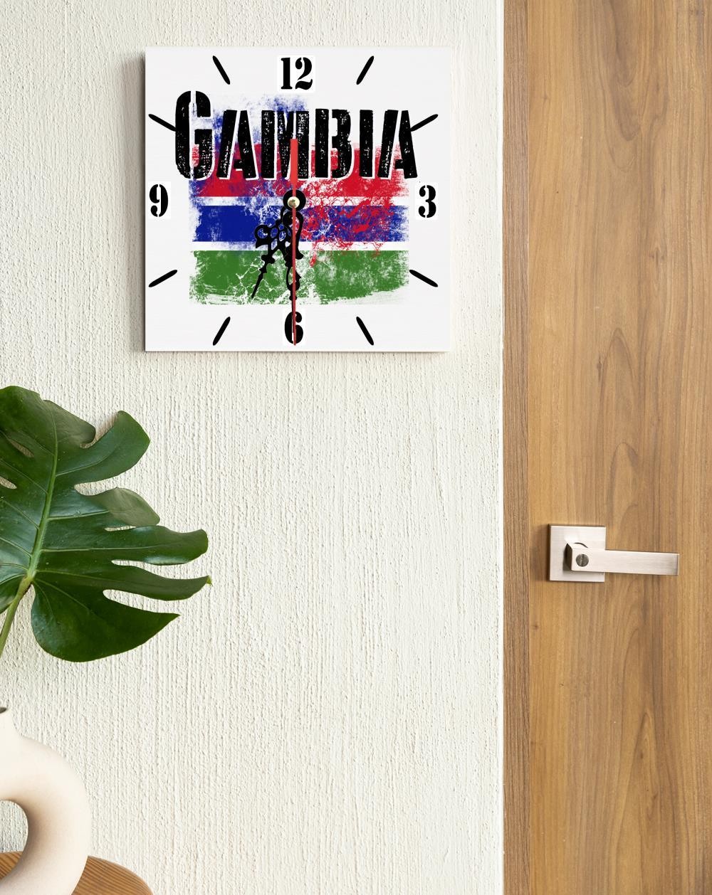 Gambia Flag Wall clock patriots CERAMIC Tile Watch Support Décor