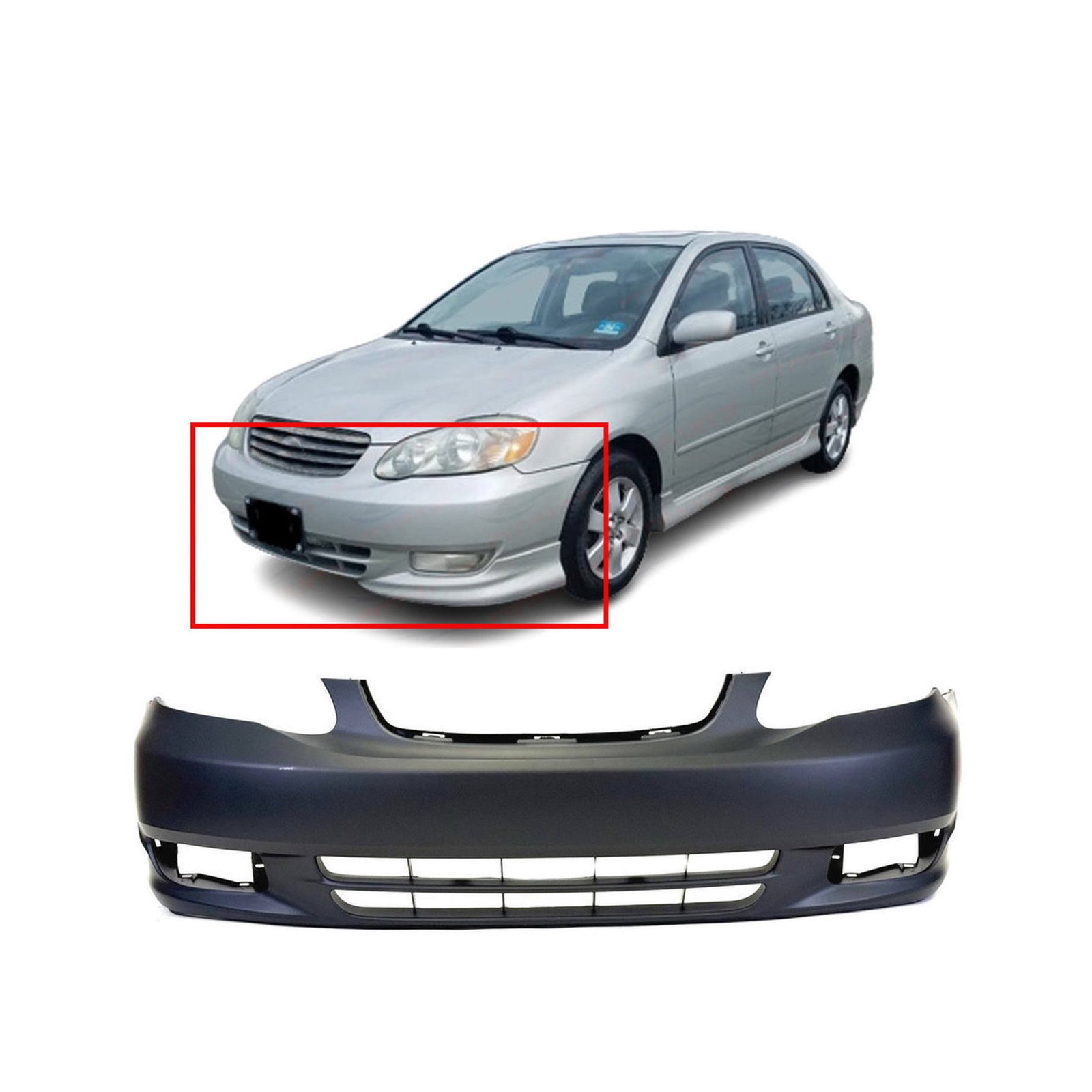 Bumper Cover Fascia for 2003-2004 Toyota Corolla CE LE 5211902915 Front Primed