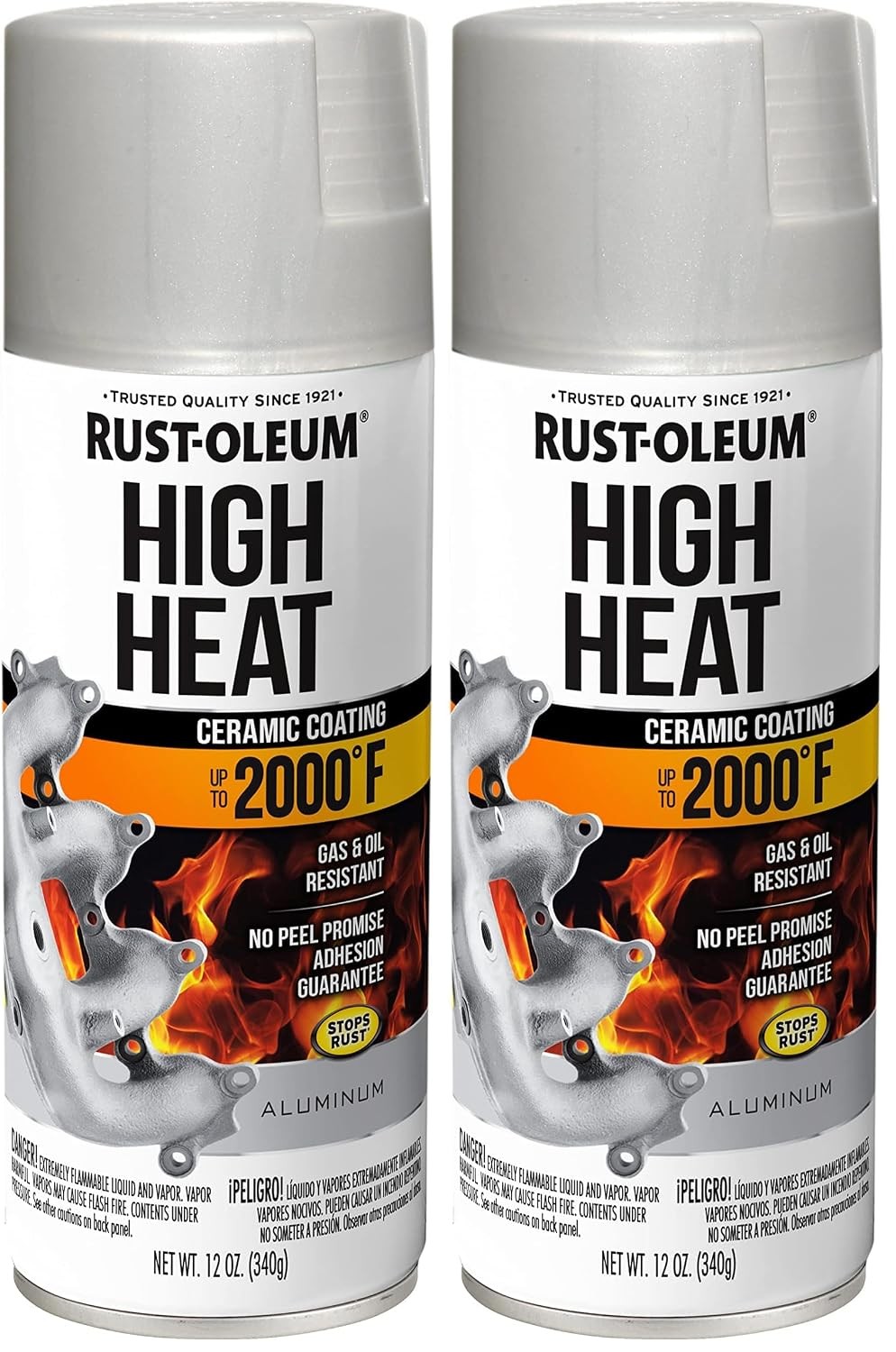 Rust Oleum Automotive High Heat Spray Paint 12 Ounce Flat Aluminum 2 Pack