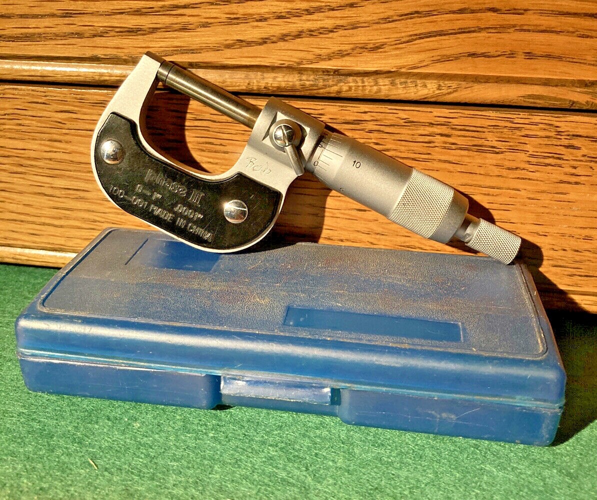 PHASE II 100-001 0-1" OUTSIDE MICROMETER .0001 Carbide Anvil Face Machinist Tool
