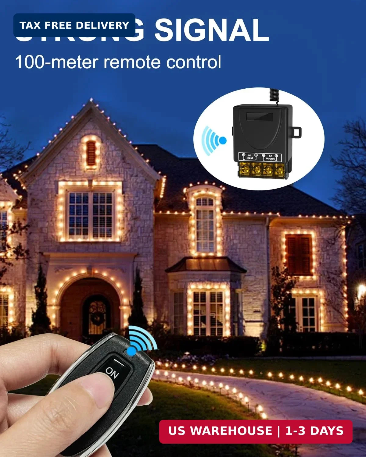 30A 12V Wireless Remote Control Switch Kit - Heavy Duty Relay with 2 Remotes, 32