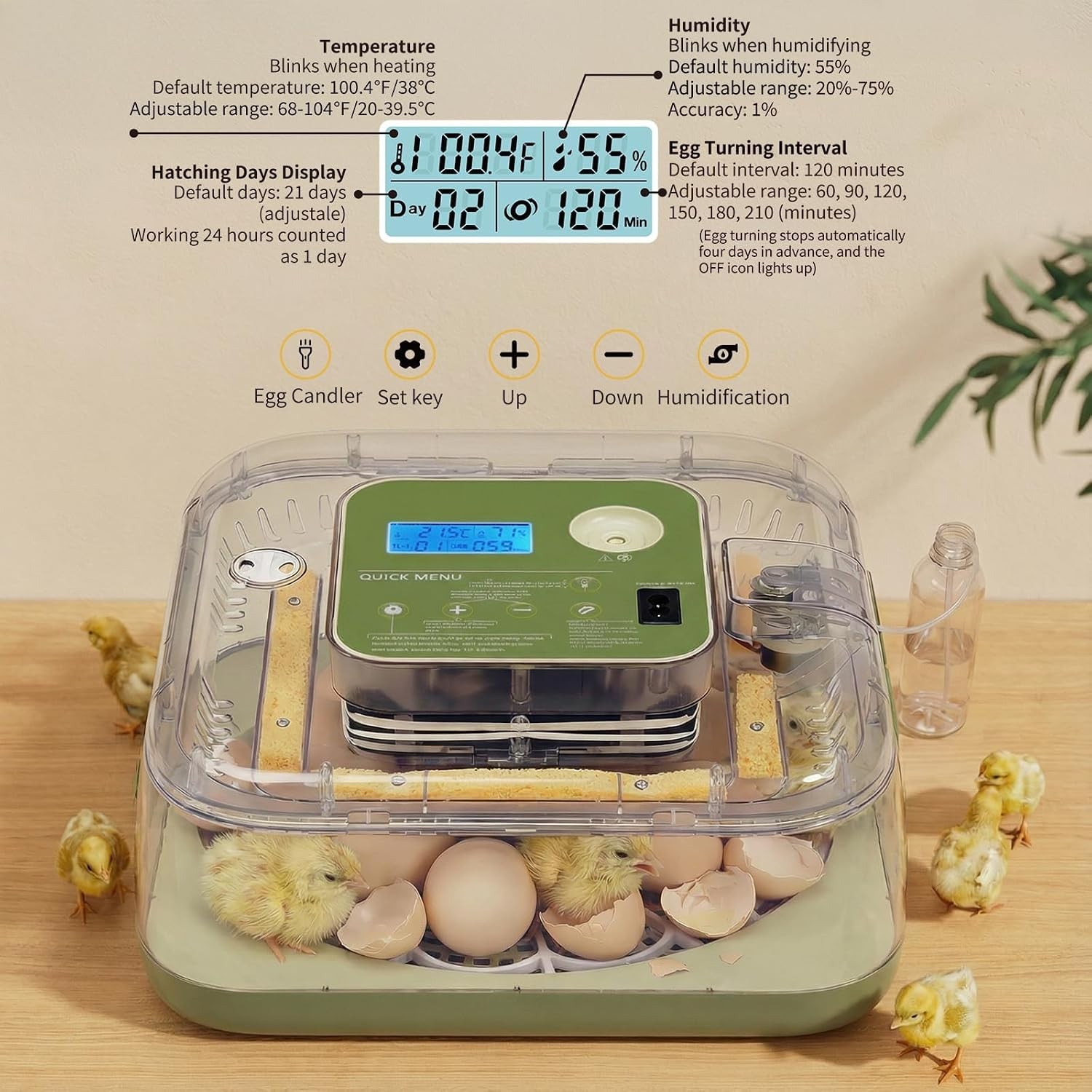 Incubators for Hatching Eggs, Egg Incubator with Automatic Egg Turning and Humid