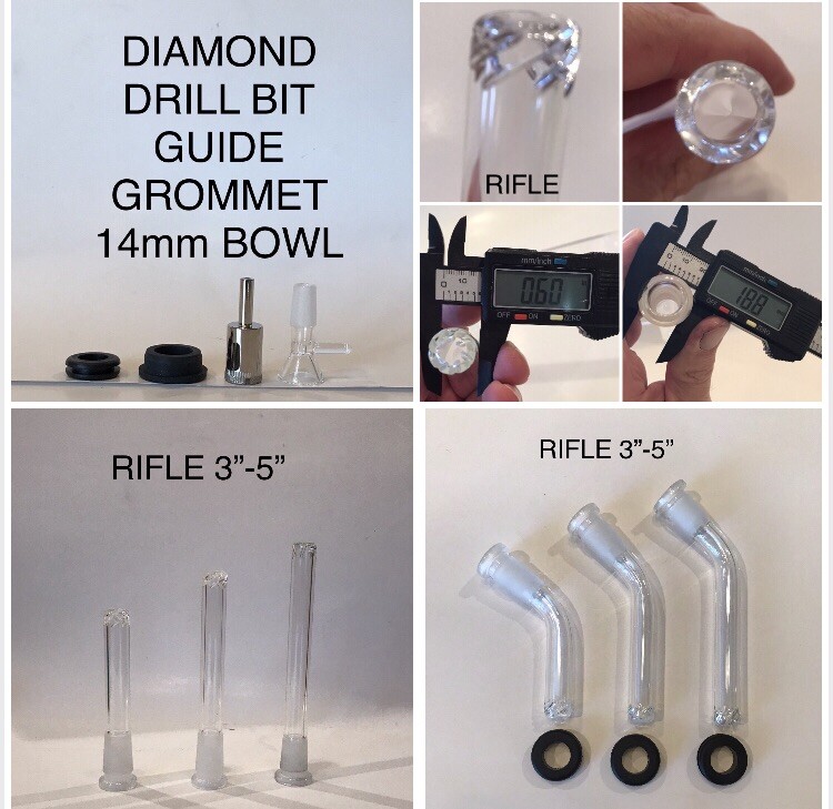 Diy Bong Kit Rifled Perc Downstem Glass Bowl 14mm Curved Bent 45 Degree 3” 4” 5”