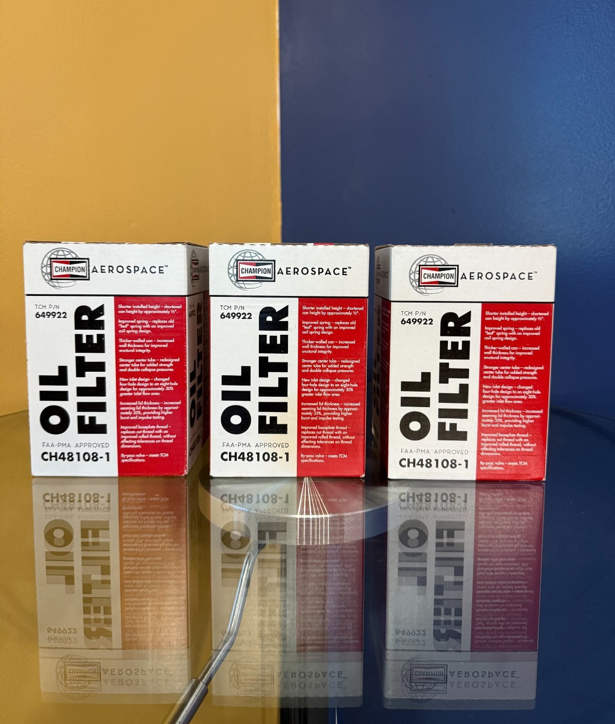 Set of 3 for $90 Total; NEW in BOX, CHAMPION AIRCRAFT OIL FILTER p/n CH48108-1