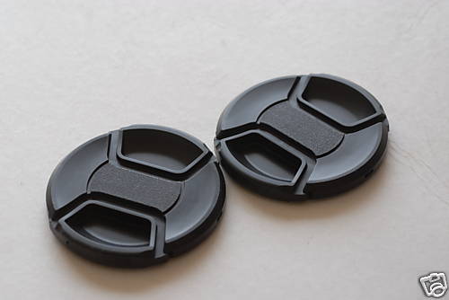 New 2 x 55mm Center Pinch Snap-on Lens Cap Set