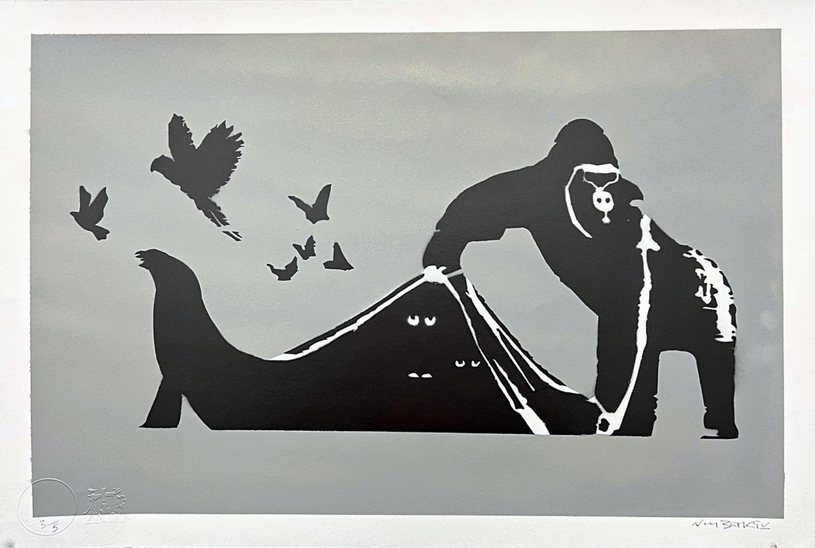 BANKSY/NOT BANKSY - London Zoo 2/5 - Original spray paint, certificate