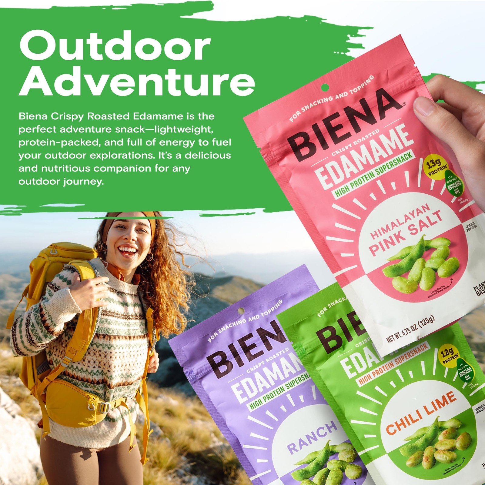 Biena Crispy Roasted Edamame Beans Snack – High Protein for Adults &...