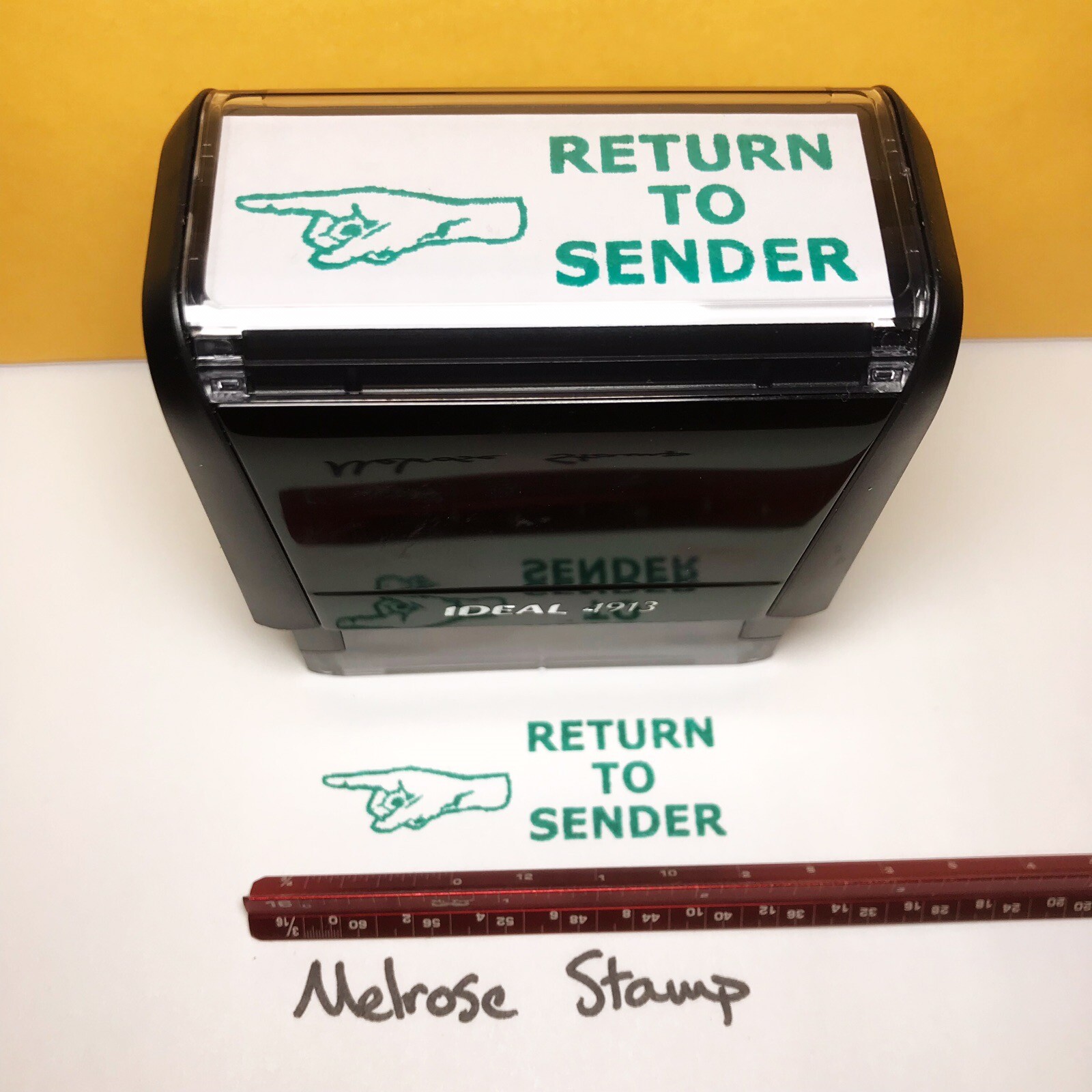 Return To Sender With Hand Rubber Stamp Green Ink Self Inking Ideal 4913