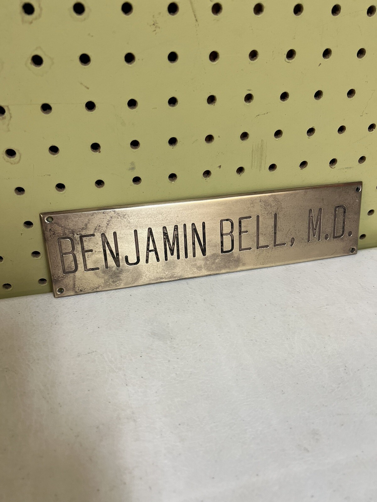 Vintage Brass Plaque Benjamin Bell MD doctors office DR