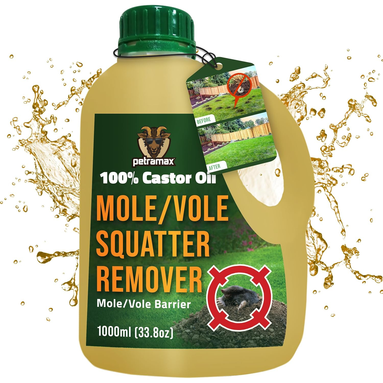 max Castor Oil Mole Repellent for Lawns - Best anti Mole and Vole Repellent of O
