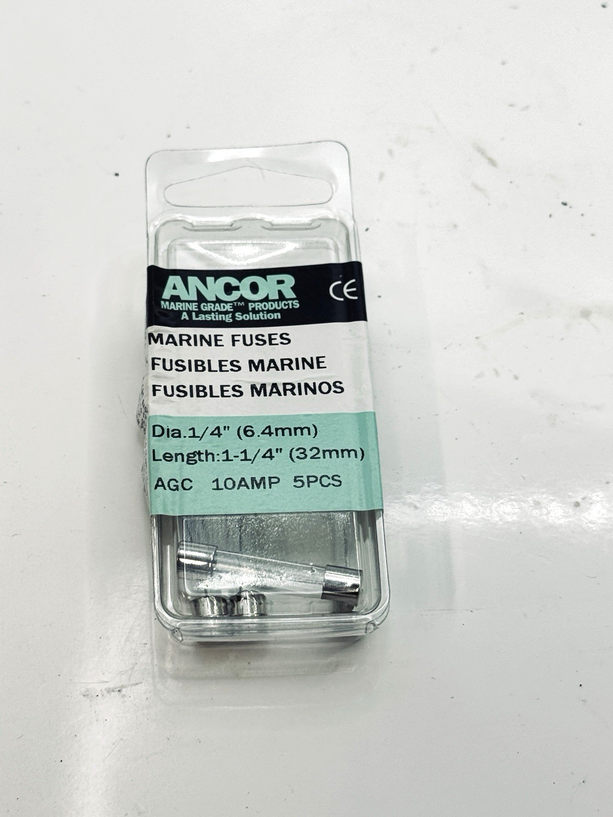 5-Pk of Ancor Brand 10 Amp  AGC Marine Grade Fuses # 601100