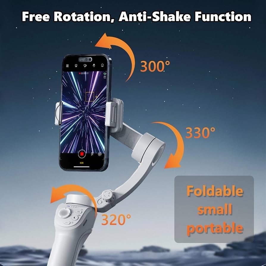 3-Axis Gimbal Stabilizer for iPhone&Android with Adjustable Fill Light, AI Track
