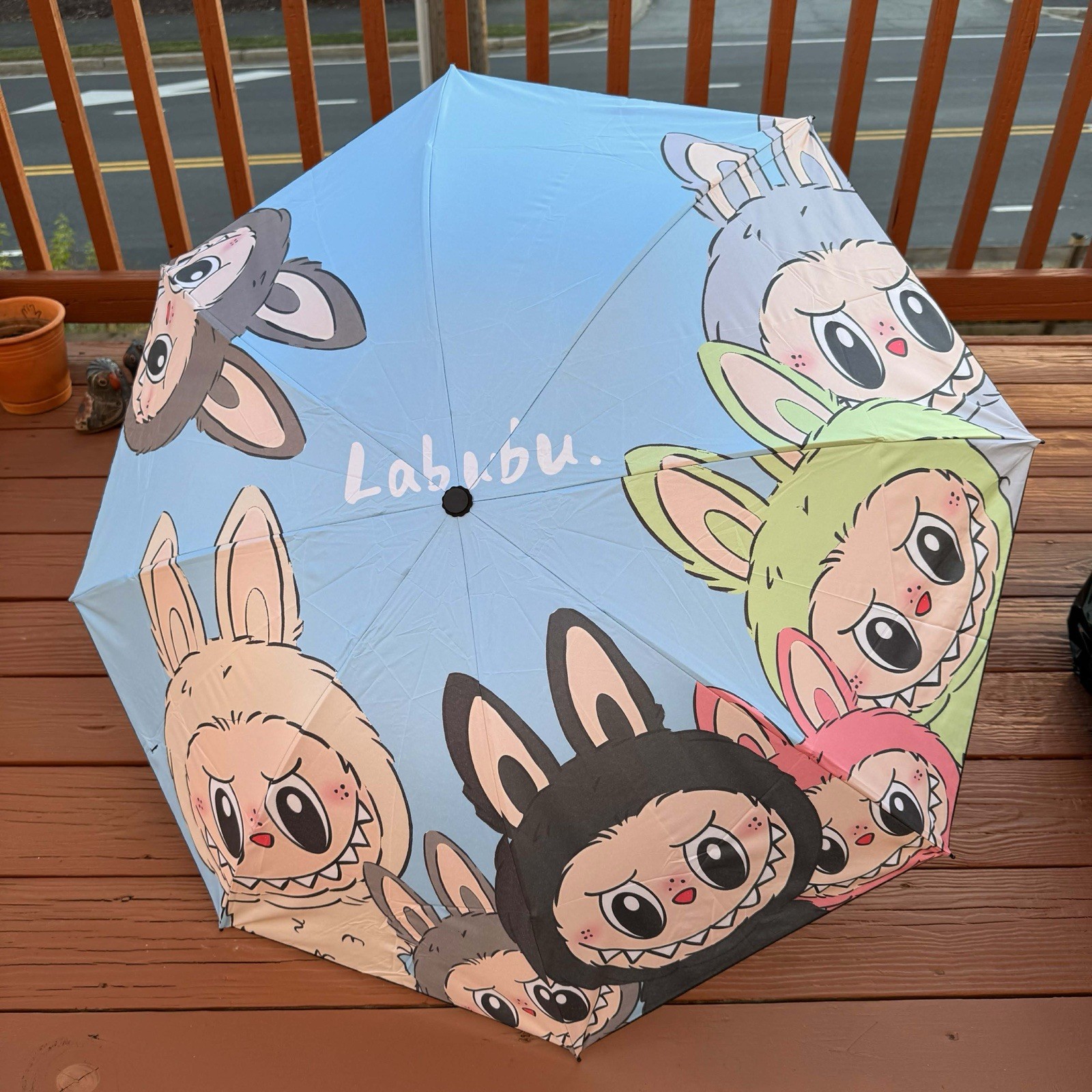Labubu Print Umbrella 39" Width Rainy Season Fall Colorful BLUE
