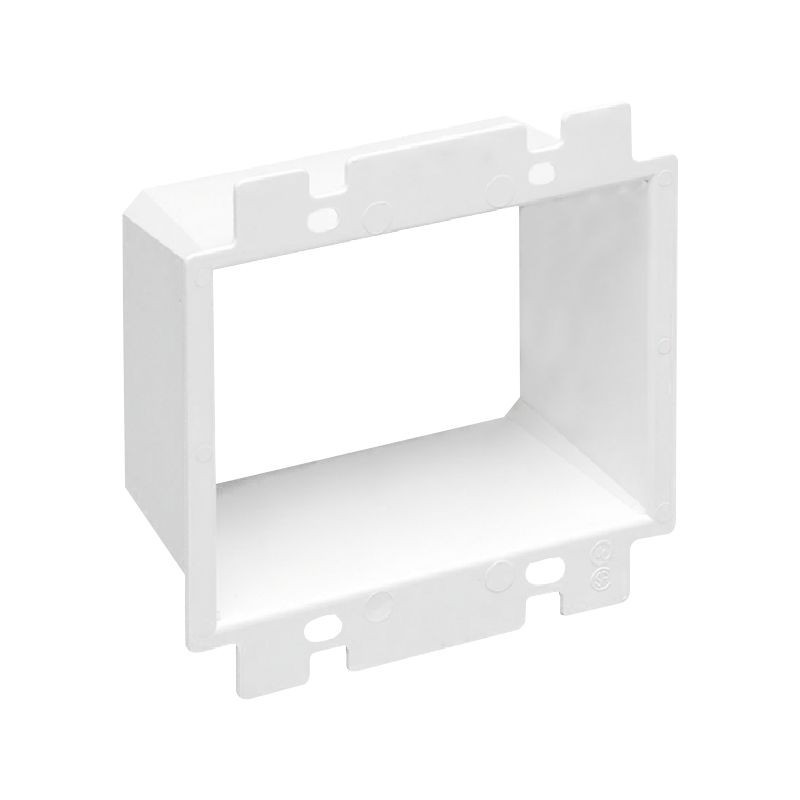 2-Gang Electrical Outlet Box Extender Durable Plastic Universal Fit White